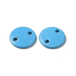 スプレー塗装された201ステンレススチールコネクタチャーム  フラットラウンド  ディープスカイブルー  8x1mm  穴：1.2mm&nbsp;STAS-G304-23D