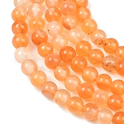 天然石カーネリアンビーズ連売り  ラウンド  4mm  穴：1mm  約95個/連  14.8インチ&nbsp;G-N0006-4mm-17