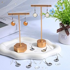 DIY ブランクドーム 304 ステンレススチール ダングルイヤリング作成キット  ステンレス鋼色  36mm  ピン：0.8mm  トレイ：12mm&nbsp;DIY-SP0001-08B-P