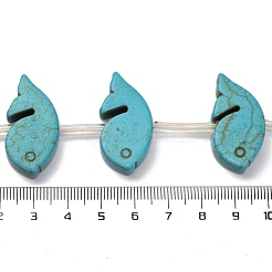 合成ターコイズビーズ連売り  染め  魚  ターコイズ  16x32x7mm  穴：1mm  約184個/1000g&nbsp;G-C147-13A