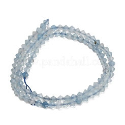 天然石アクアマリンビーズ連売り  双円錐形  多面カット  4x4mm  穴：0.6mm  約97~98個/連  15.39~15.51インチ（39.1~39.4cm）&nbsp;GG-CBAA9B4-A14-01