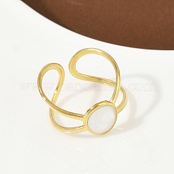 Oval 304 Stainless Steel Enamel Cuff Rings for Women&nbsp;RJEW-G355-03G
