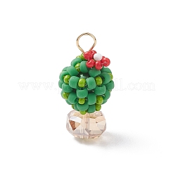3Pcs 3 Colors Glass Seed Beaded Cactus Pendants&nbsp;PALLOY-MZ00860