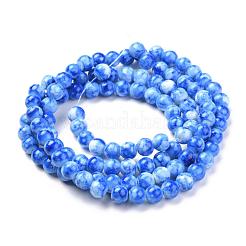 Opaque Spray Painted Glass Beads Strands&nbsp;GLAA-WH0015-43J