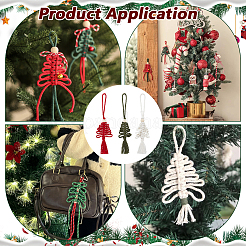 12Pcs 3 Styles Handmade Macrame Cotton Christmas Tree Pendant Decoration&nbsp;HJEW-PH02153