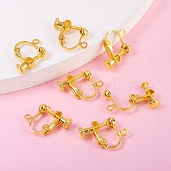 真鍮製ねじ式クリップイヤリングパーツ  スパイラルイヤークリップ  穴開けないイヤリングのジュエリー用  ゴールドカラー  18x14x3mm  穴：1.6mm&nbsp;KK-L164-01G