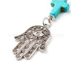 Natural Quartz Crystal Beads and Synthetic Turquoise beads Keychain&nbsp;KEYC-JKC00267-05