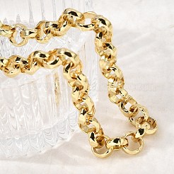 8mm真鍮ローロチェーンネックレス  ラックめっき  長持ちメッキ  カドミウムフリー＆鉛フリー  18KGP本金メッキ  20.67インチ（52.5cm）&nbsp;NJEW-L013-12G