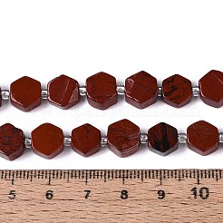 天然石レッドジャスパービーズ連売り  六角  シードビーズで  8~10x8~10x4~5mm  穴：0.9~1mm  約34~38個/連  15.35~15.94''（39~40.5センチメートル）&nbsp;G-P534-A19-02
