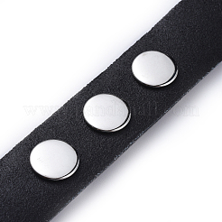 革のチャンクのブレスレット作り  真鍮のスナップ付き  ブラック  235x24~26mm  半分穴：6mm  5~6mmのノブにスナップボタンを取り付けます&nbsp;AJEW-R014-3