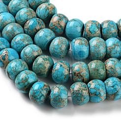 ナチュラルインペリアルジャスパービーズ連売り  染め  ロンデル  14x10mm  穴：1.4mm  約14個/連  7.76''（19.7センチメートル）&nbsp;G-Z129-A01-03