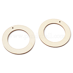 ウッドペンダント  リング  アンティークホワイト  42x2.5~3mm  穴：2mm&nbsp;WOOD-TAC0003-05B