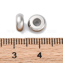 201ステンレスビーズ  内部のゴムと  スライダービーズ  ロンデル  変色防止  ステンレス鋼色  3x7.5mm  穴：1.6mm&nbsp;STAS-D301-11P