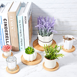 竹丸植物受け皿  植木鉢トレイ  屋内および屋外の植物用  砂茶色  65~155x9~10mm  内径：55~145mm  6個/セット&nbsp;AJEW-GA0001-97