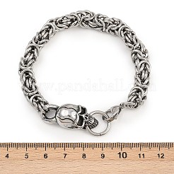 9MM 201 Stainless Steel Skull Byzantine Chain Bracelets for Men Women&nbsp;BJEW-B143-07ASP
