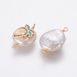 Natural Pearl Links connectors&nbsp;PEAR-F014-02G-D