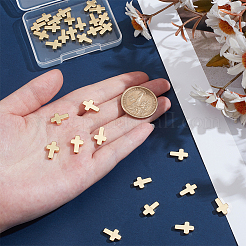 クロス真鍮ビーズ30個  ラックめっき  鉛フリー＆カドミウムフリー  18KGP本金メッキ  12.5x9x2.5mm  穴：1.2mm&nbsp;KK-ME0002-39