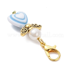 アクリルペンダントの装飾  天使  合金製カニカン付き  アンティークゴールデン＆ゴールデン  34mm&nbsp;HJEW-JM04016-01