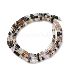 天然トルマリンクォーツ/ブラックルチルクォーツビーズ連売り  多面カット  キューブ  2~2.5x2.5x2.5mm  穴：0.7mm  約165~167個/連  15.04''~15.12''（38.2~38.4センチメートル）&nbsp;G-RM2025-C18-A