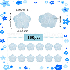 150個の透明スプレー塗装ガラスビーズ  花  ライトスカイブルー  12.5x13x6mm  穴：1mm&nbsp;GLAA-SP0001-23A