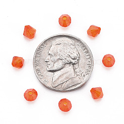 透明なアクリルビーズ  多面カット  双円錐形  レッドオレンジ  5x4.5mm  穴：1.2mm  約7539個/310g&nbsp;LS-MACR-S373-84-B07