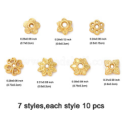 70個7スタイルの合金ビーズキャップ  長持ちメッキ  花  18KGP本金メッキ  6~8x1.5~3mm  穴：1~1.6mm  10個/スタイル&nbsp;FIND-FP0002-74