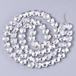 電気メッキガラスビーズセット  ABカラーメッキ  多面カット  花  透明  9.5x10x5.5mm  穴：1mm  約68~70個/連  24.8~25.59インチ（63~65cm）&nbsp;EGLA-S176-09B-A01