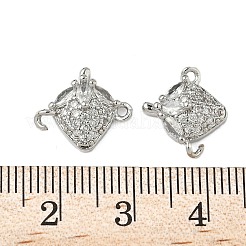 Brass Pave Clear Cubic Zirconia Fruit Connector Charms&nbsp;KK-Z109-01P-01