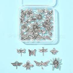 40pcs10スタイルチベットスタイルアロイペンダント  昆虫チャーム  カドミウムフリー＆鉛フリー  アンティークシルバー  12.3~25.5x9~31.5x1.5~5mm  穴：1.2~2mm  4個/スタイル&nbsp;TIBEP-FS0001-45