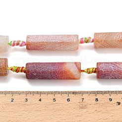 天然石風化瑪瑙ビーズ連売り  染め＆加熱  多面カット  コラム  チョコレート  36~40x13~13.5x12~13mm  穴：2~3mm  約8個/連  15.55''（39.5センチメートル）&nbsp;G-A321-C02-01A
