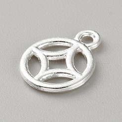 180個の合金ペンダント  フラットラウンド  銅貨チャーム  銀  12.5x10x1mm  穴：1.6mm&nbsp;FIND-SC0016-96