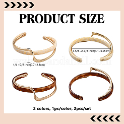 女性用真鍮樹脂カフブレスレット2個2色  ミックスカラー  1/4 ~7/8インチ（0.7~2.3cm）  内径：1-5/8~2-3/8インチ（4.1~6.05cm）  1pc /カラー&nbsp;BJEW-GO0002-12