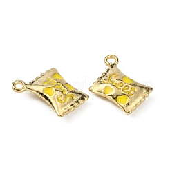 合金エナメルチャーム  ライトゴールド  甘い言葉とハートのキャンディー  きいろ  19x16x4mm  穴：1.8mm&nbsp;FIND-CJC0015-001C