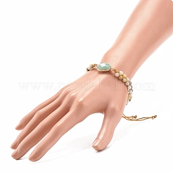 Teardrop Gemstone Braided Bead Bracelet&nbsp;BJEW-JB08116
