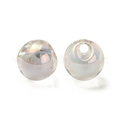 透明UVメッキレインボー虹色アクリルビーズ  二層ビーズ  丸い鈴丸ビーズ  透明  15.5~16mm  穴：3mmと4.5mm&nbsp;OACR-P015-03L