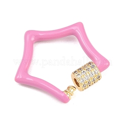 Star Brass Micro Pave Clear Cubic Zirconia Screw Carabiner Clasps&nbsp;KK-B167-01C-02G