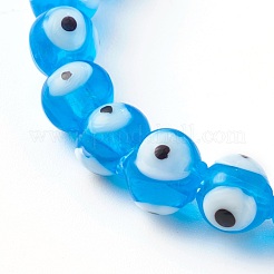 Handmade Evil Eye Lampwork Beaded Stretch Bracelets Sets&nbsp;BJEW-JB06218