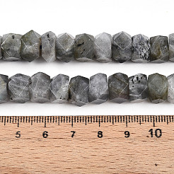 天然石ラブラドライトビーズ連売り  多面カット  ロンデル  5.5~8x12~14x8.5~10mm  穴：1mm  約54~59個/連  15.16~15.75インチ（38.5~40cm）&nbsp;G-N347-09A-11