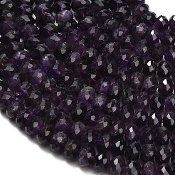 天然石アメジストビーズ連売り  ロンデル  多面カット  9.5~10x6.5~7.5mm  穴：1mm  約54~57個/連  15.24~15.43''（38.7~39.2センチメートル）&nbsp;G-C280-A07-02