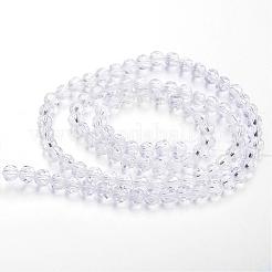 クリアガラスビーズ連売り  模倣オーストリアクリスタル  ファセット（32ファセット）  ラウンド  透明  6mm  穴：1mm  約96~98個/連  20~21インチ&nbsp;GLAA-G013-6mm-72