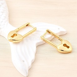 真鍮ロックフープピアス  鉛フリー＆カドミウムフリー  長持ちメッキ  ラックめっき  18KGP本金メッキ  24.5x11.5x4mm&nbsp;EJEW-Z121-03G