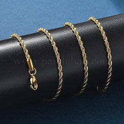304ステンレススチールロープチェーンネックレス  カニカン付き  イオンプレーティング（ip）  18KGP本金メッキ  30インチ（76.5cm）  2.3mm&nbsp;NJEW-L167-06B-G