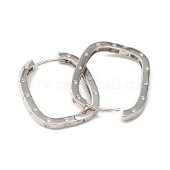女性用水玉模様の真鍮の楕円形フープピアス  プラチナ  30x24x3mm  ピン：1mm&nbsp;EJEW-F314-02C-P