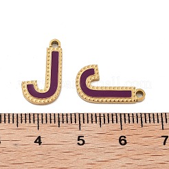 イオンプレーティング（IP）316ステンレスペンダント  ニッケルフリー  エナメル  レターチャーム  18KGP本金メッキ  文字J  17x10x2mm  穴：1.4mm&nbsp;STAS-U014-28G-10