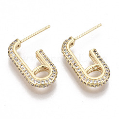 Brass Micro Pave Cubic Zirconia Earring Findings&nbsp;KK-S356-062-NF