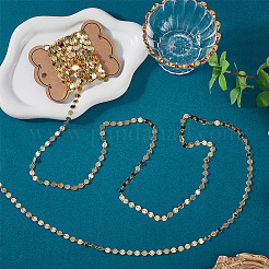 5M Rack Plating Brass Handmade Flat Sequin Chains&nbsp;CHC-SC0001-11