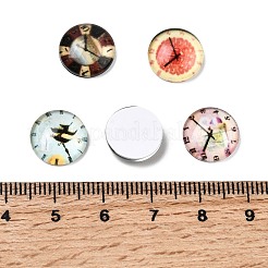 クロック印刷されたガラスカボション  半円/ドーム  ミックスカラー  12x4mm&nbsp;GGLA-A002-12mm-YY