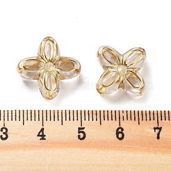 メタル入り透明アクリルビーズ  黄金メッキ  花  透明  17x17x5.5mm  穴：2mm  約833個/500g&nbsp;MACR-M045-04