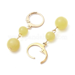 304 Stainless Steel with Natural Lemon Jade Dangle Leverback Earrings&nbsp;EJEW-JE06027
