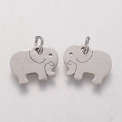 変色しにくい304ステンレススチールペンダント  象  ステンレス鋼色  11x14x1mm  穴：3mm&nbsp;LS-STAS-Q201-T463S